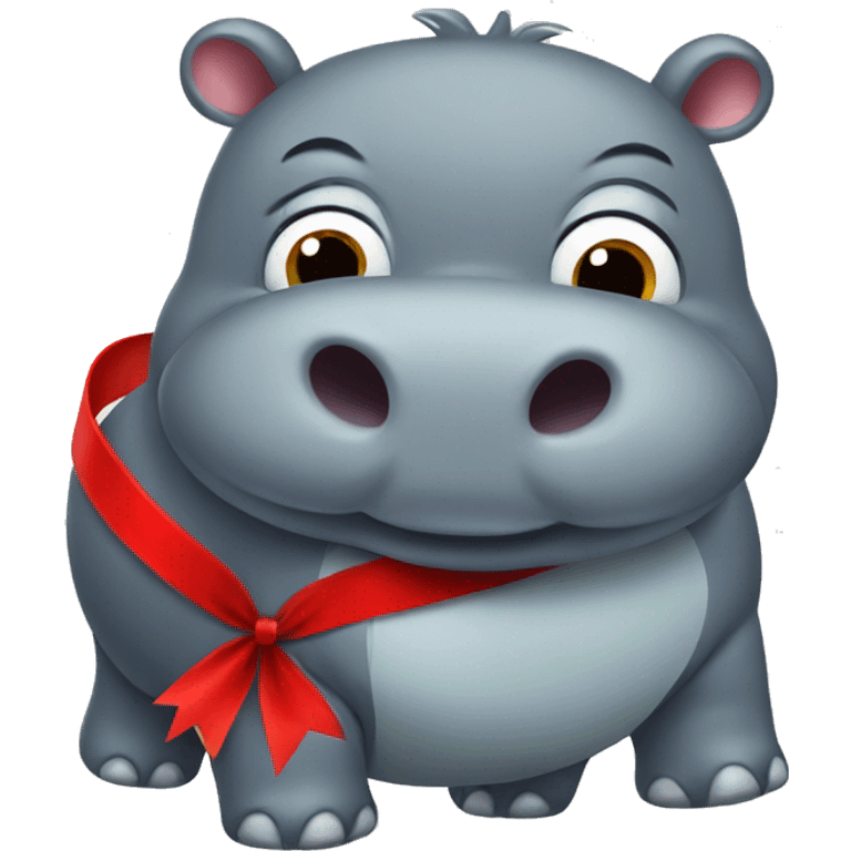 Hippo with red ribbon emoji