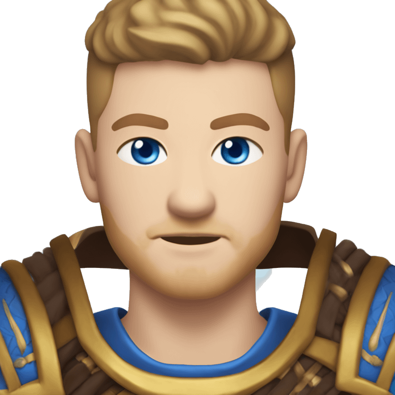 British white male with skin fade brown hair and blue eyes wearing a Mongolian warrior outfit emoji