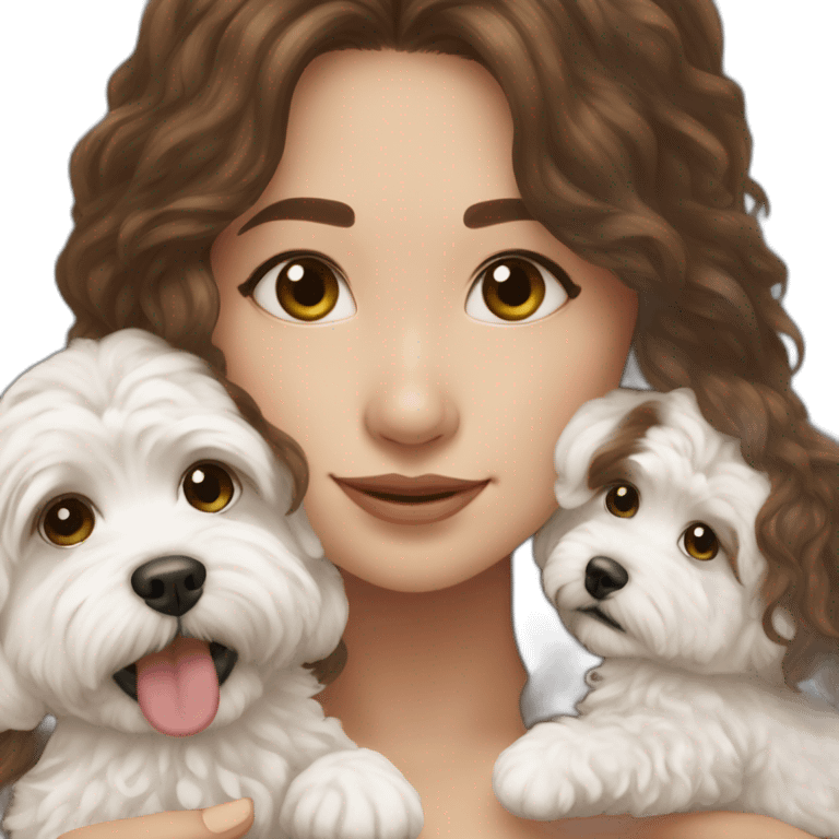 Long brown hair girl with white maltipoo emoji