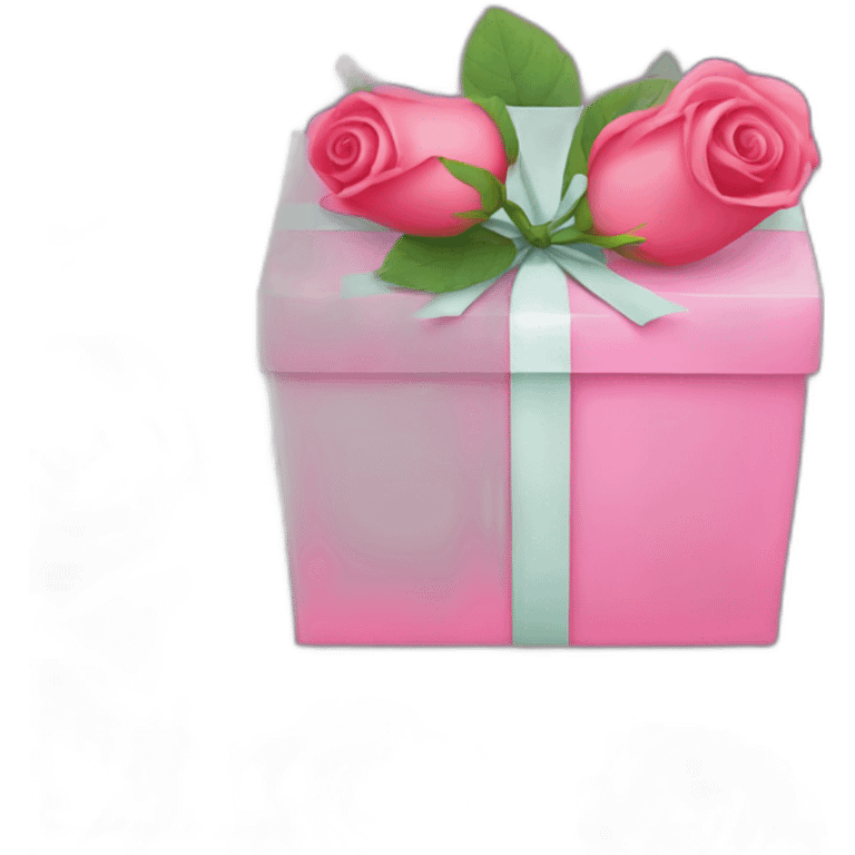 Pink wrapped gift and bouquet of roses  emoji