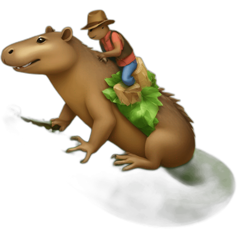 Capibara riding a crocodile  emoji