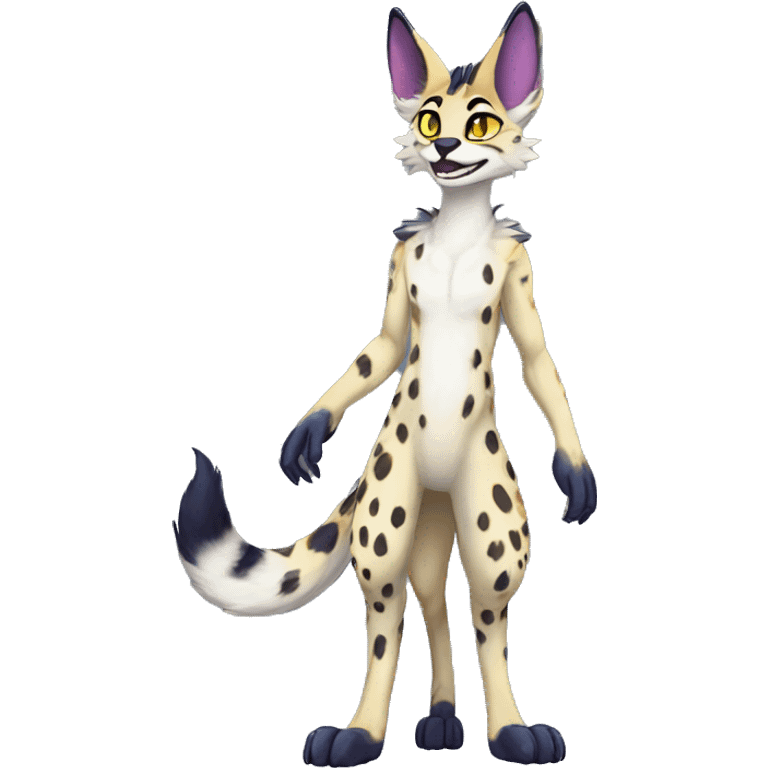 Anthro Epic Beautiful Handsome Pretty Colorful Sergal-Serval-Vernid full body emoji