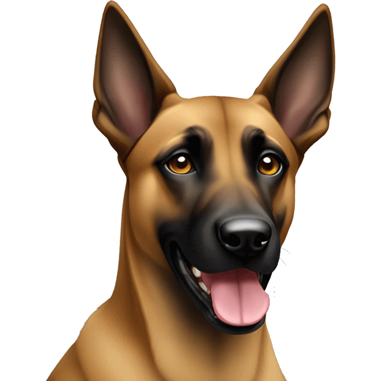 belgian malinois with white patch around right eye and ear emoji