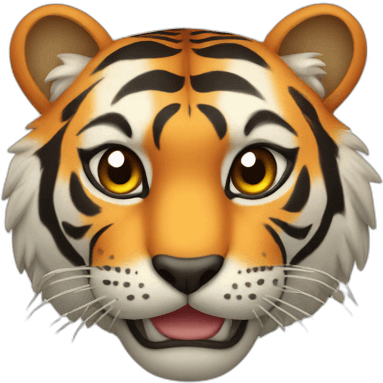 Tiger head with hearts emoji