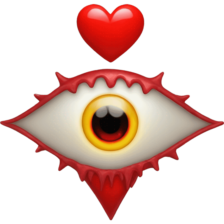 Evil eye with red heart and sun emoji