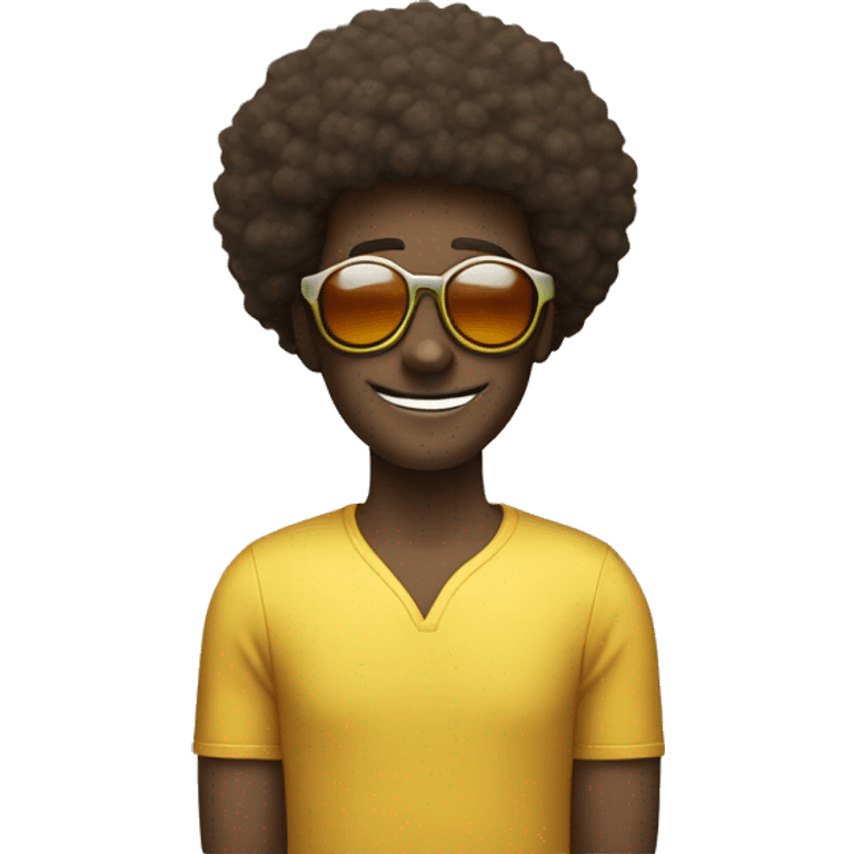 homme avec une afro et des lunette de soleil emoji