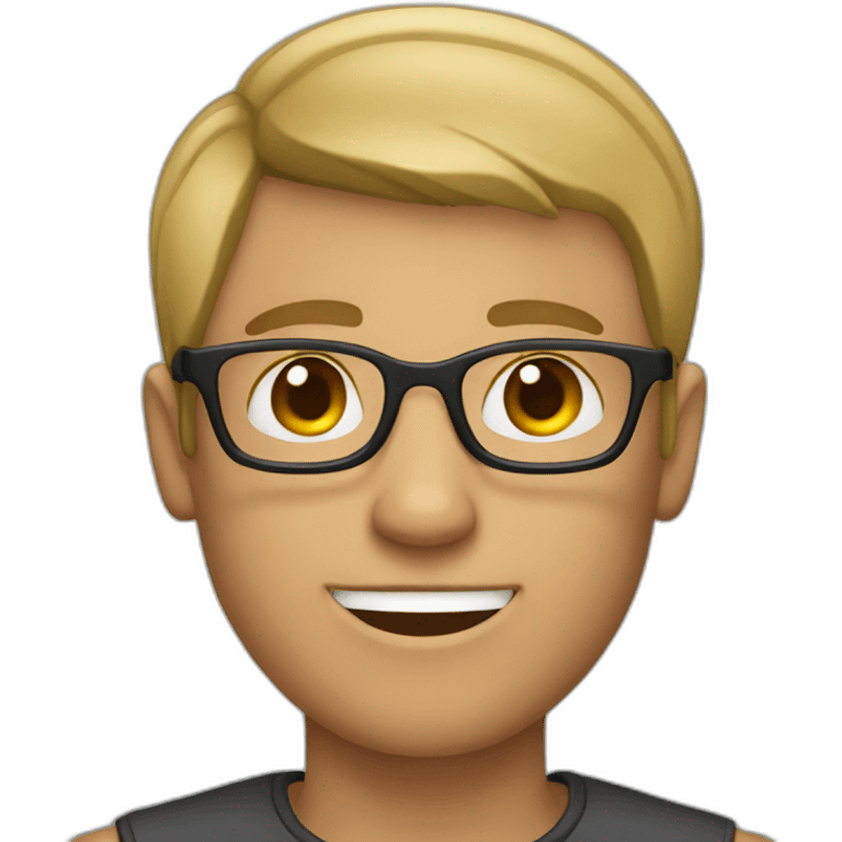 Dark blond guy with a buzz haircut and glasses emoji