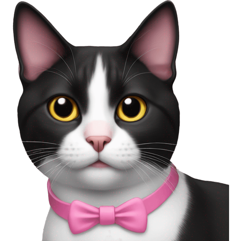 Tuxedo cat with pink collar emoji