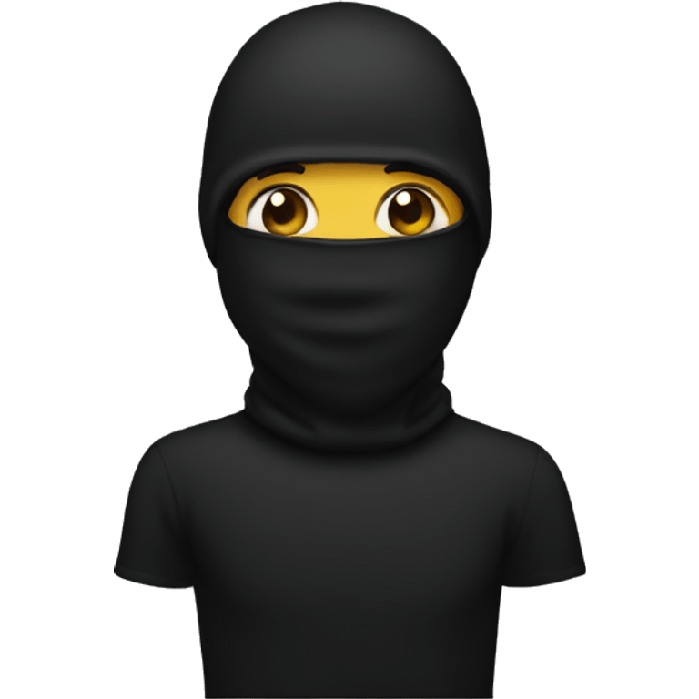 black balaclava covered face only white teeth showing emoji