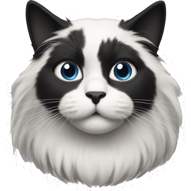 half Black and half white long hair cat with black muzzle emoji