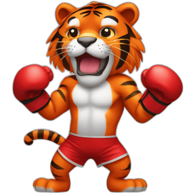 Red fur Tiger wearing boxing gloves  emoji