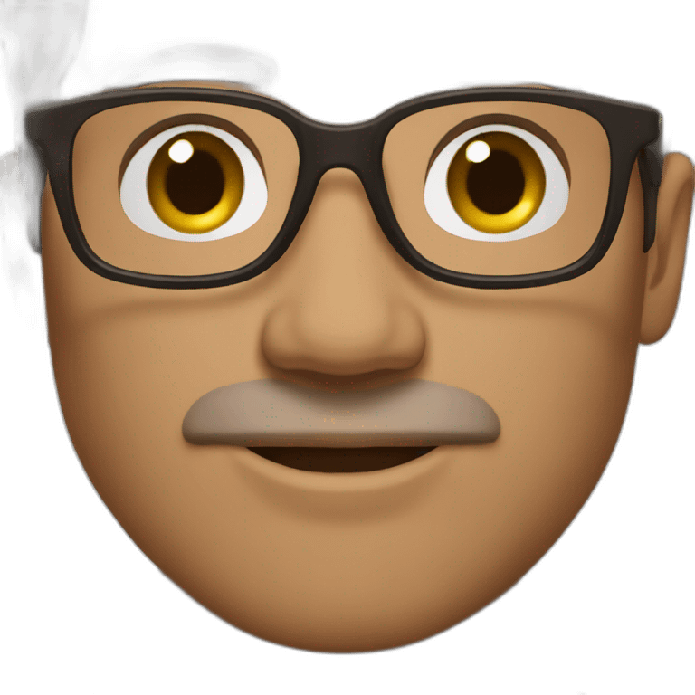 man dark brown hair glasses on pc emoji