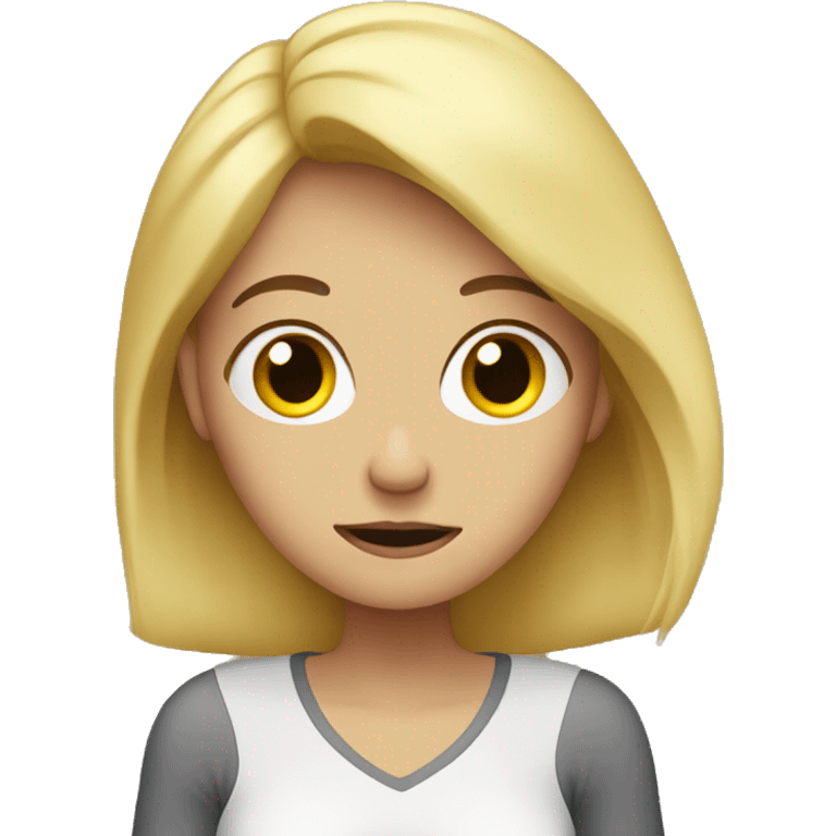 blonde woman being overwhelmed but pretending she's fine emoji