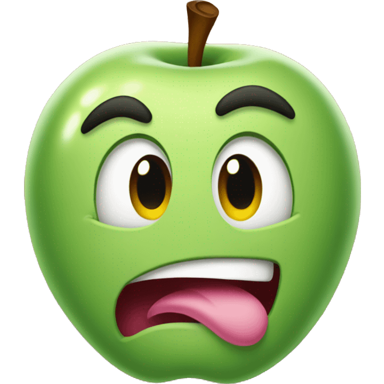 Classic apple type emoji but he has his tongue out emoji