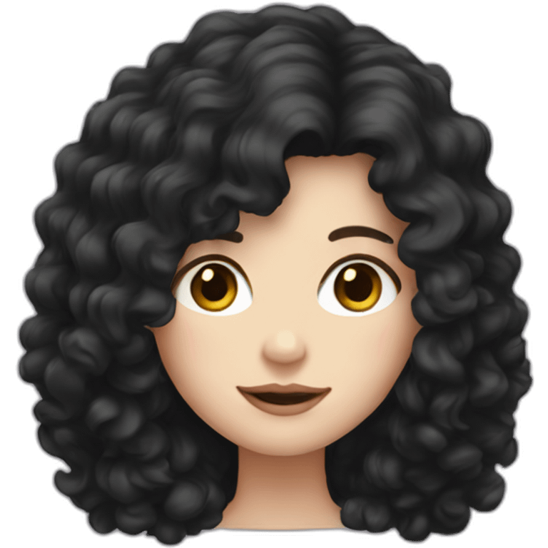 White girl with frizzy long black hair emoji