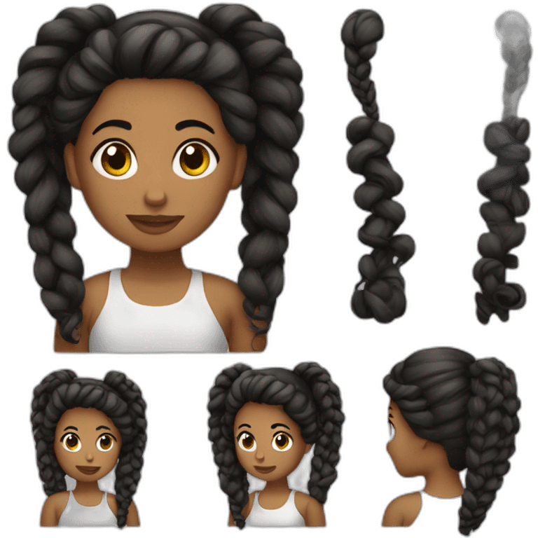 Fille noir avec tresses emoji