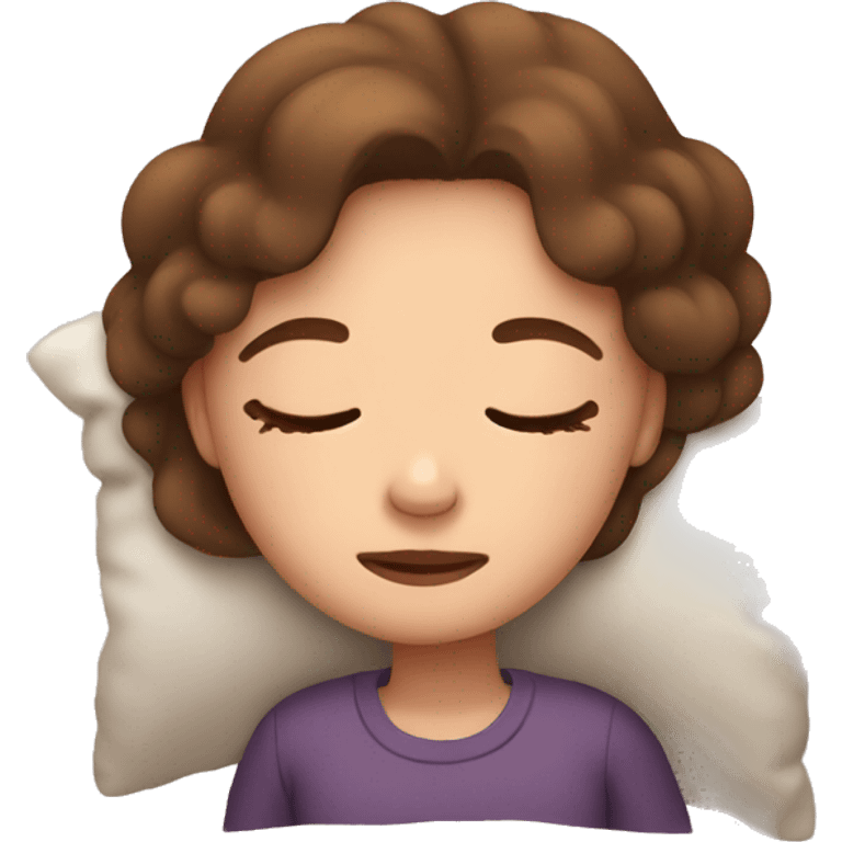 Girl with brown hair sleeping emoji