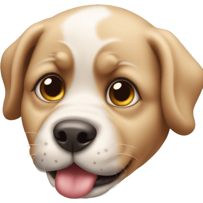 A puppy-dog expression with a twisted lip emoji