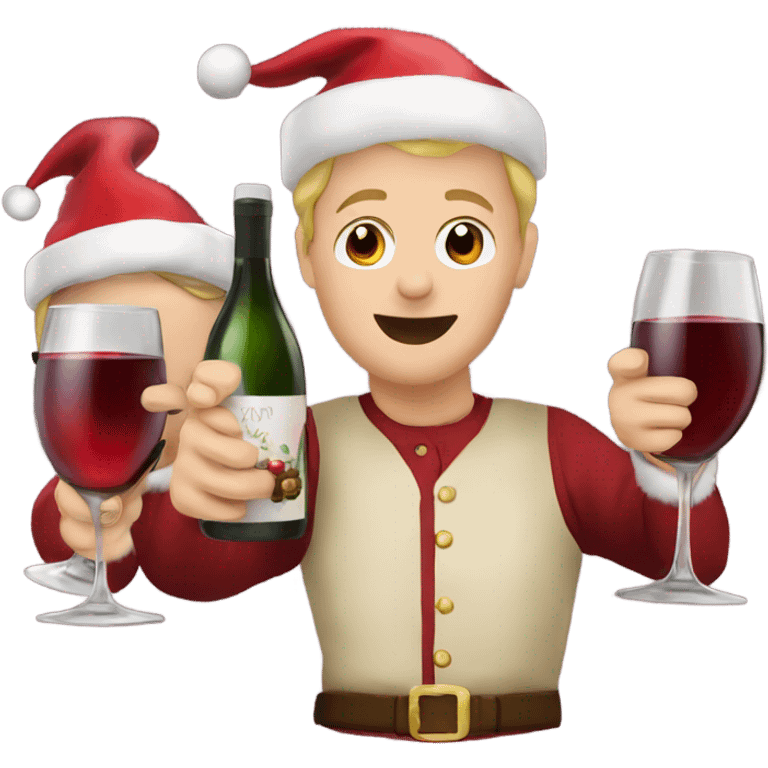 Drinking Wine, Christmas wine with my friends  emoji