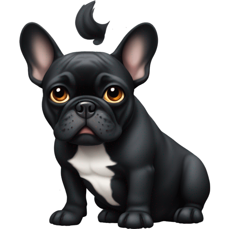 French Bulldog black looking evil emoji