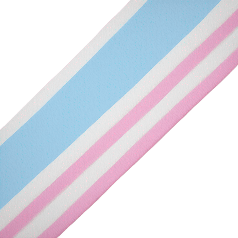 transgender pride flag with five horizontal stripes: light blue, pink, white, pink, and light blue emoji