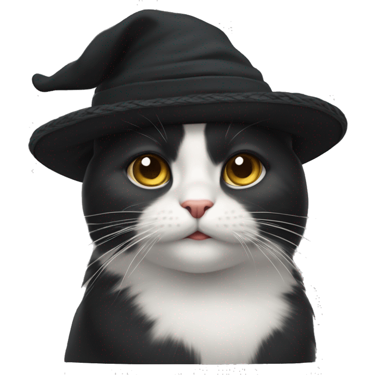 cabeza de gato negro con gorro de bruja emoji