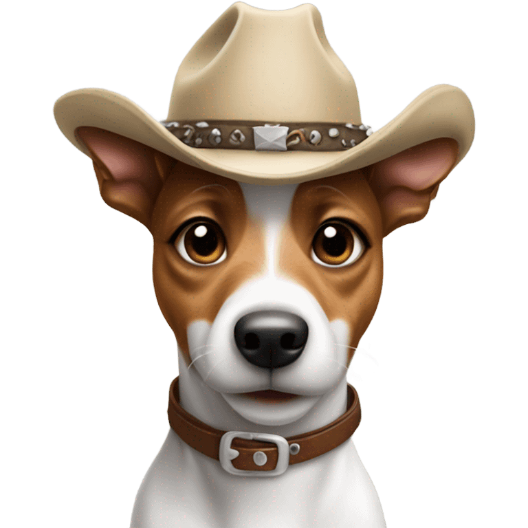 Jack Russel wearing a cow boy hat emoji