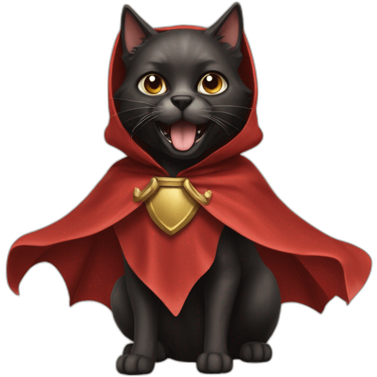 alian cat-dog with big fangs and a cape emoji