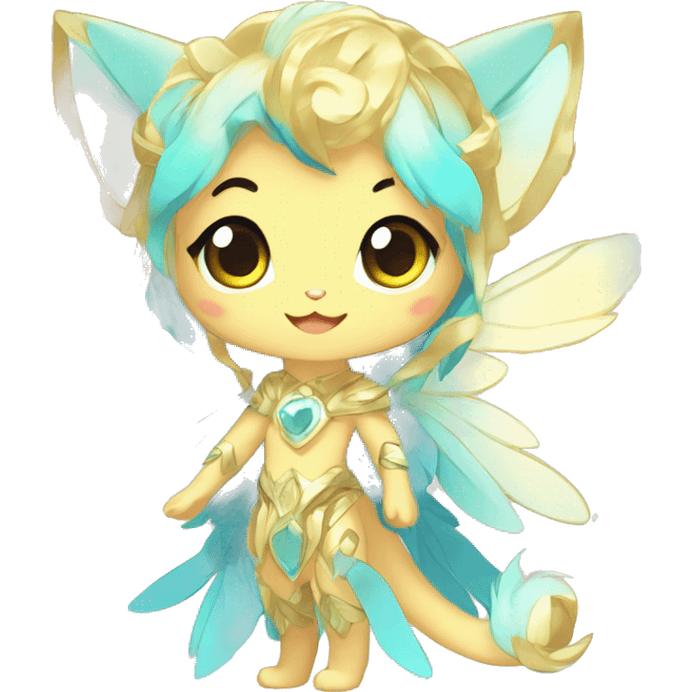 Cute Kawaii Chibi Anthro Sona Colorful Ethereal Pretty see Godly Celestial Shiny Fakemon Full Body emoji