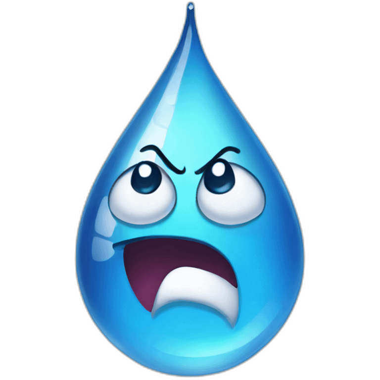 Water drop with angry face emoji