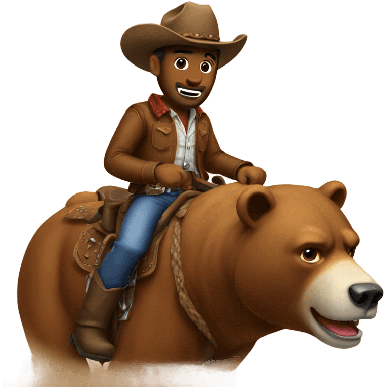 Cowboy riding a bear emoji