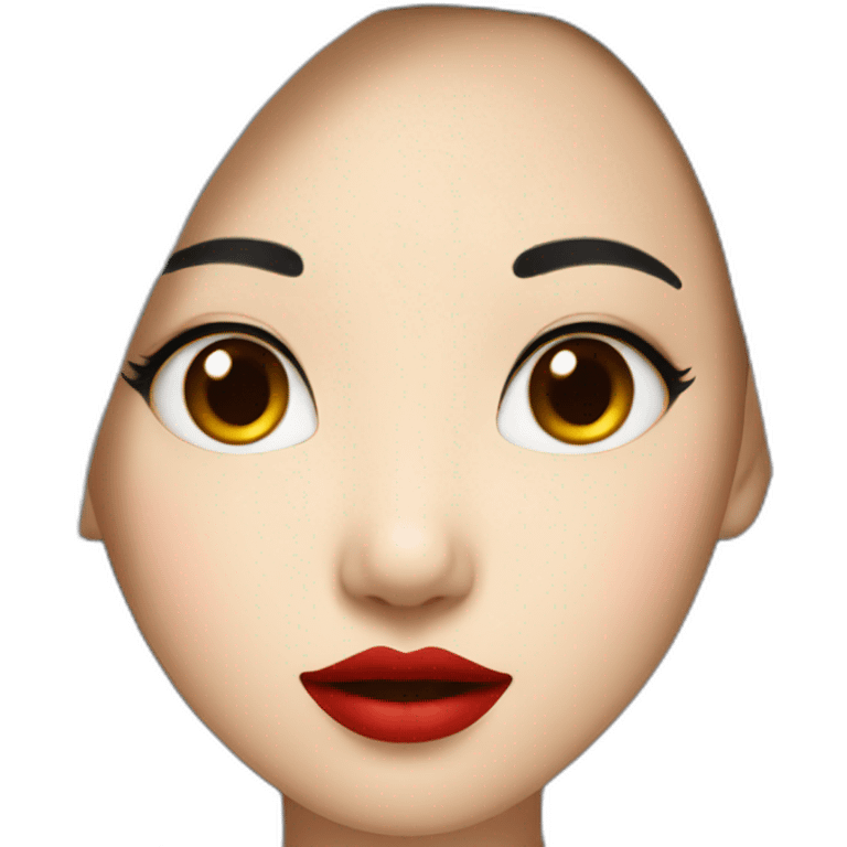 Asian girl with red lips emoji