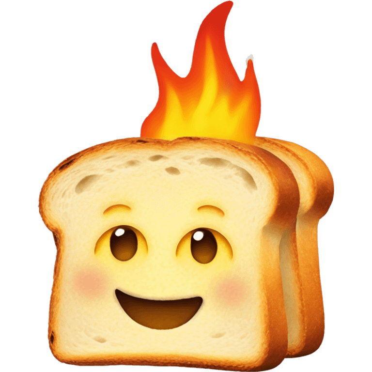 Smiling piece of toast that is on fire emoji