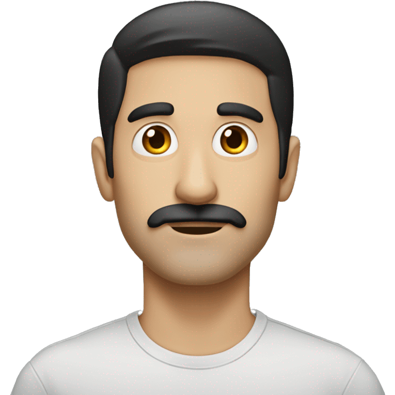 dark hair dark eye man with short mustache watching th  emoji