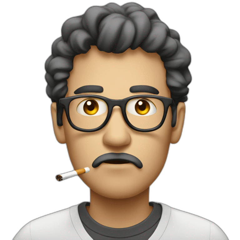 Miserable software engineer chain smoking emoji