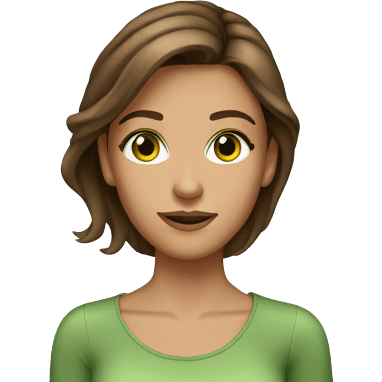 pretty young woman green eyes brown hair tan emoji