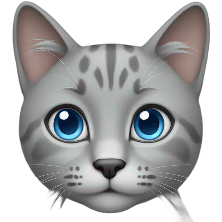 Grey cat blue eyes emoji