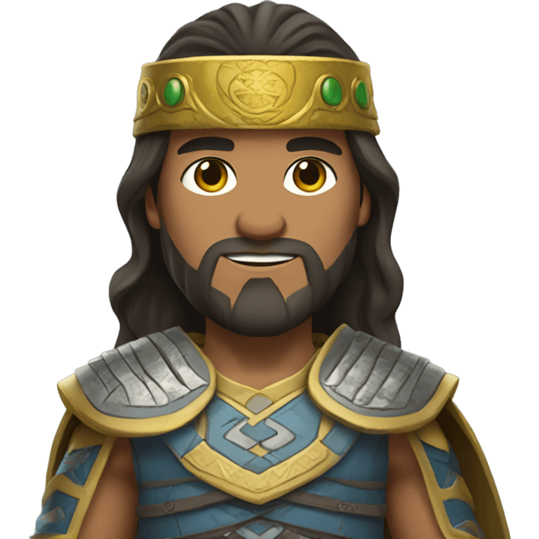 Brazilian male with long hair and beard wearing Mongolian warrior outfit emoji