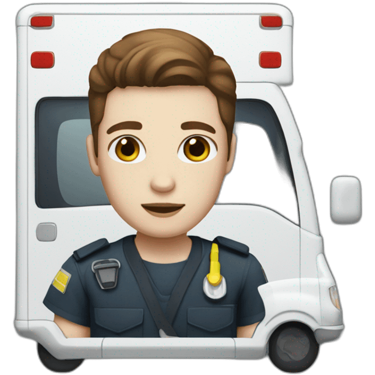 Ambulance yung man with white skin and brown hair  emoji