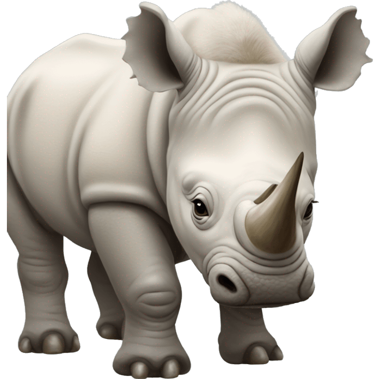 realistic ice age woolly white rhinocerous baby emoji