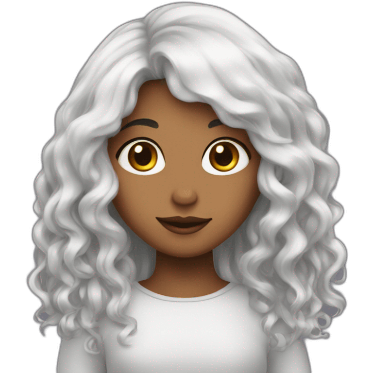 Joli fille avec des long cheveux noir emoji