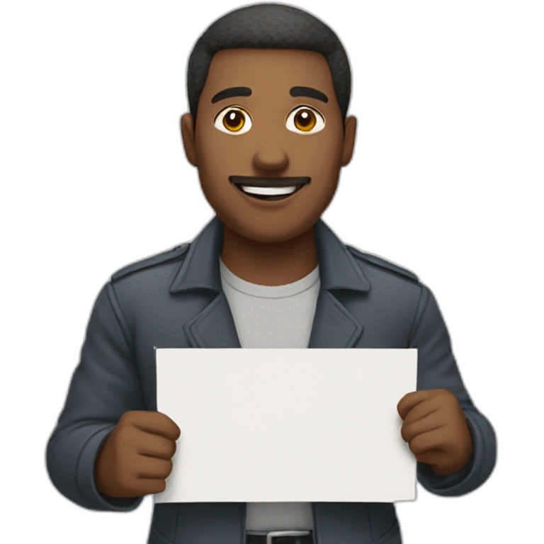 a man holding banner emoji