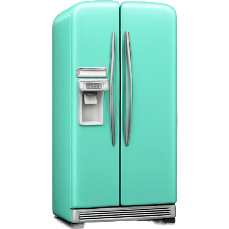 Realistic isolated tiffany blue vintage retro fridge emoji