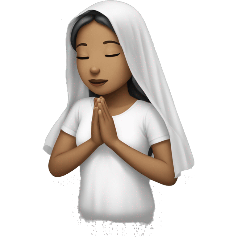 Light skin girl praying with white veil  emoji