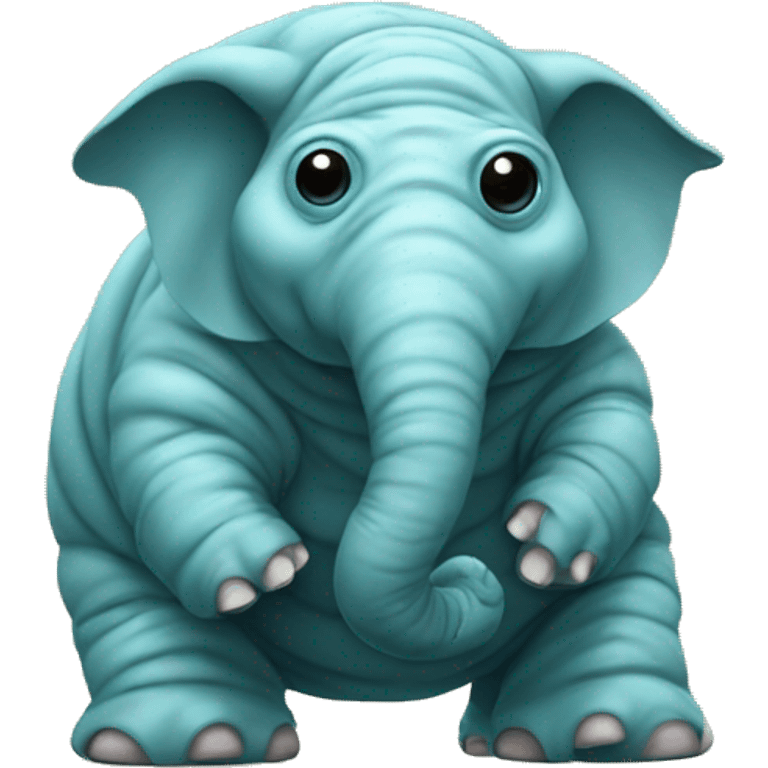 an elephant dressed up as a tardigrade emoji