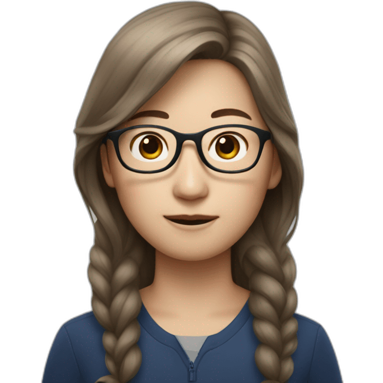 Tim cook with a brown hair Korean girl with eyeglasses emoji