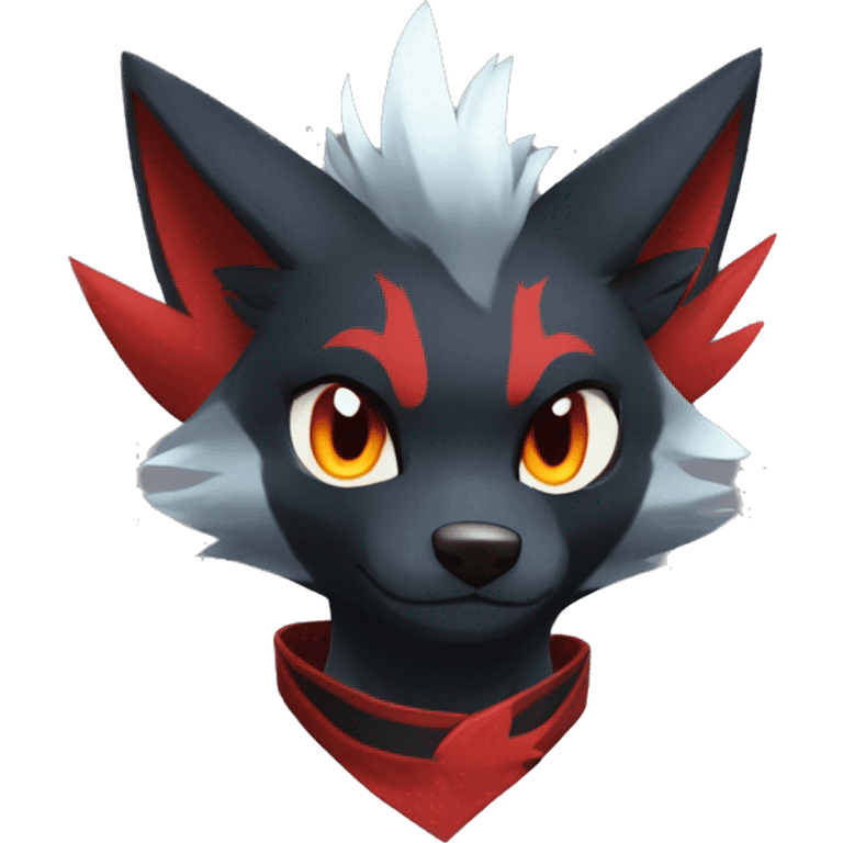 Black Cool Edgy Anthro Quilava Litten Zoroark Zorua Fakémon  with White and Red Edgy markings emoji