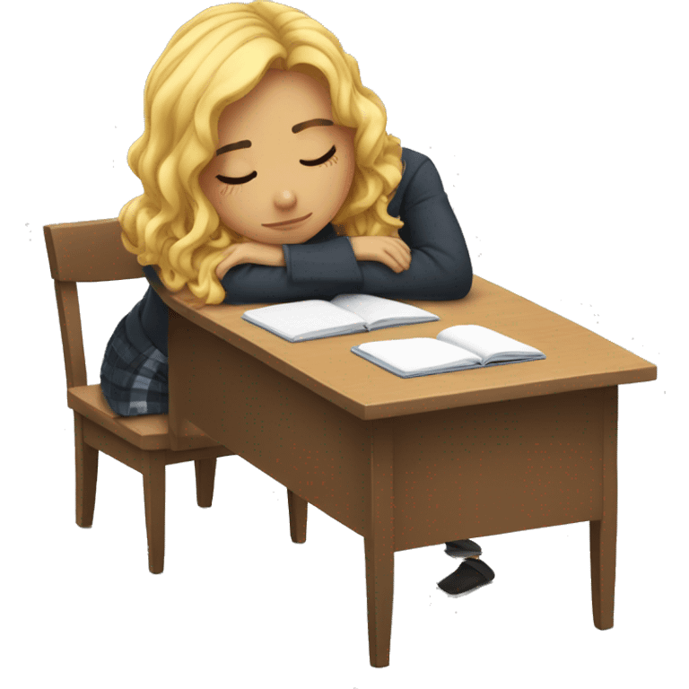 pretty school girl sleeping on desk emoji