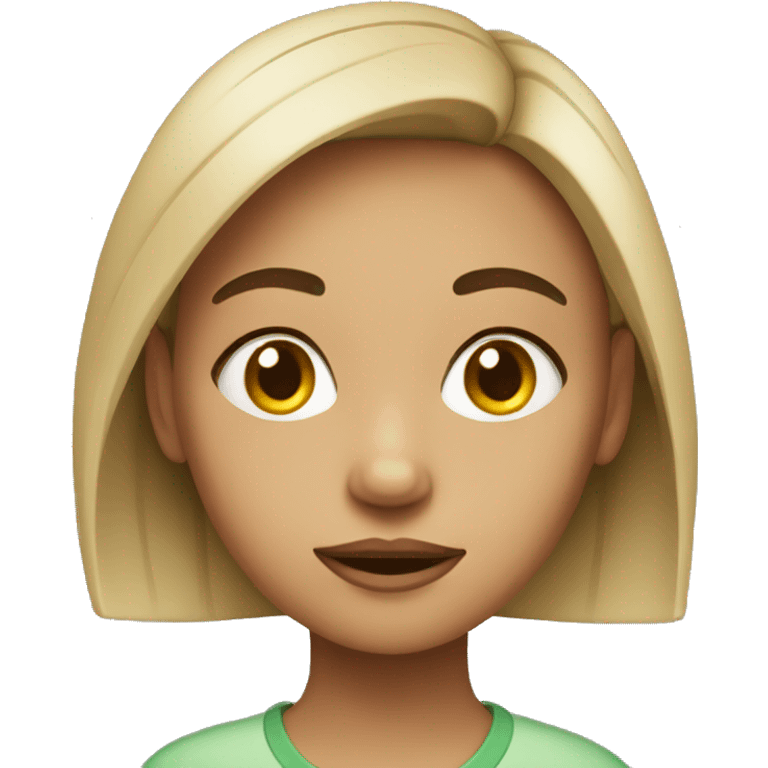 A realistic girl with a fatique face emoji