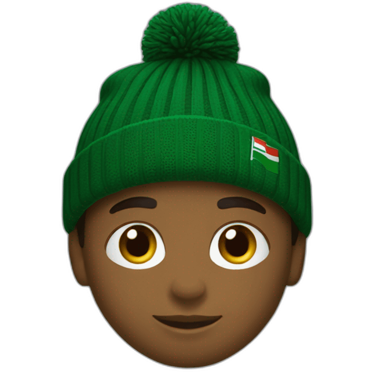 Black boy using lacoste beanie with flag emoji